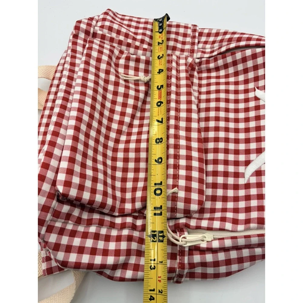 Red and White Checkered Backpack with Embroidered Bow - Zenana